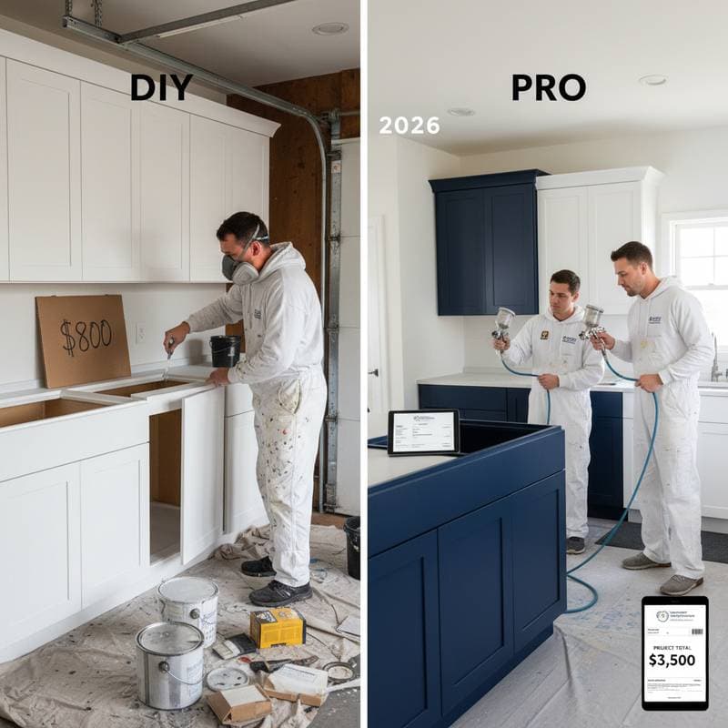 Image for DIY Cabinet Painting Costs $800 vs Pro $3,500